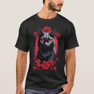 Camiseta Retrato animal gótico   Gato negro