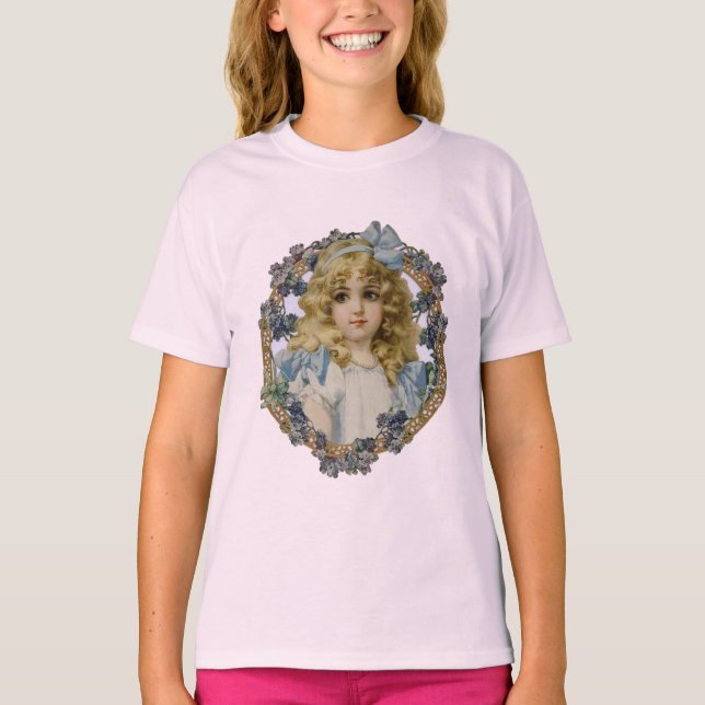 Camiseta Retrato antiguo de niña pequeña hermosa (Anverso)