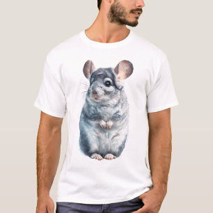 Camiseta Retrato Artístico de Chinchilla Roedor Peludo Homb