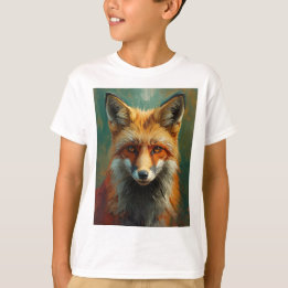 Camiseta Retrato artístico de Fox roja - Pintura vibrante d