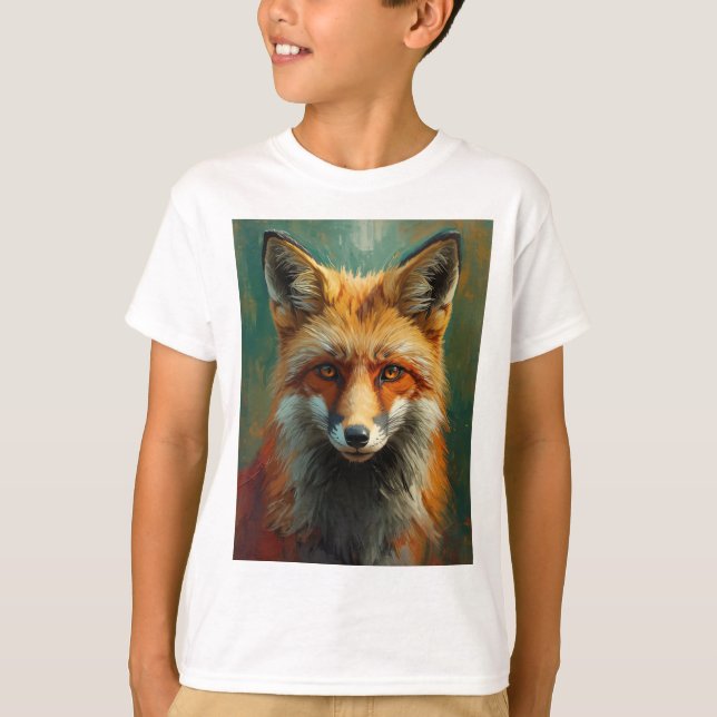 Camiseta Retrato artístico de Fox roja - Pintura vibrante d (Anverso)