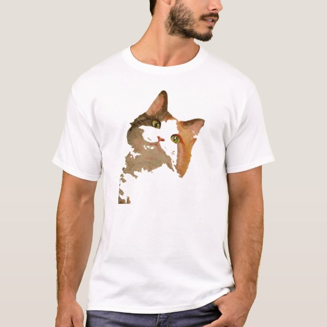 Camiseta Retrato artístico de gato de Calico teñido de colo (Anverso)