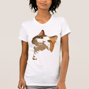 Camiseta Retrato artístico de gato de Calico teñido de colo