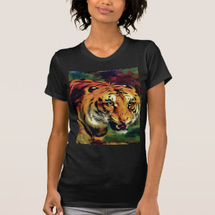 Camiseta Retrato artístico del tigre parpadeante