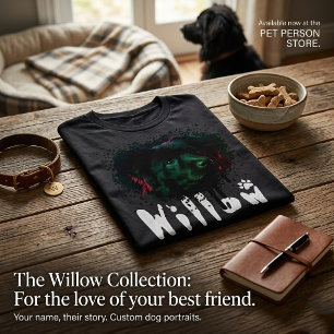 Camiseta Retrato Artístico Gráfico de Perro Negro
