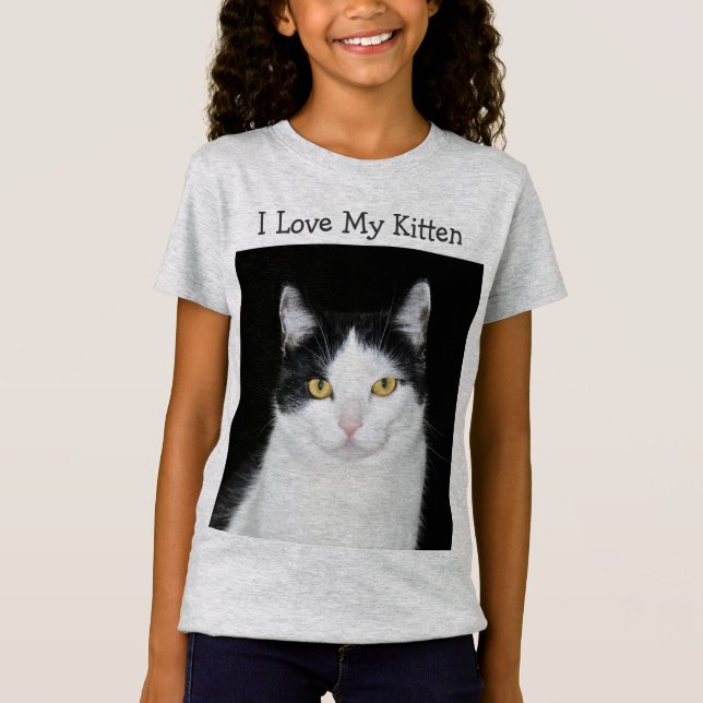 Camiseta Retrato blanco y negro del gato (Anverso)