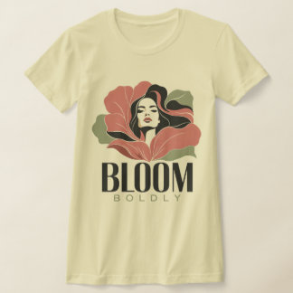 Camiseta Retrato Botánico Femenino Florece con Audacia