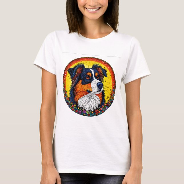 Camiseta Retrato brillante ilustrado de un perro (Anverso)
