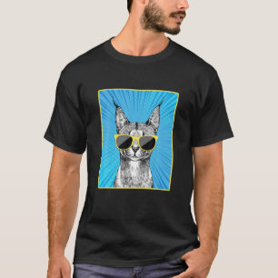 Camiseta Retrato Caracal Pop Art Gato Salvaje Con Gafas De 