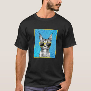 Camiseta Retrato Caracal Pop Art Gato Salvaje Con Gafas De 