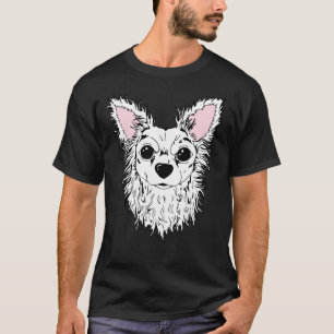 Camiseta Retrato Chihuahua Chewy blanco de larga duración