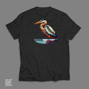 Camiseta Retrato Clásico del Noble Garza Azul Vibraciones a