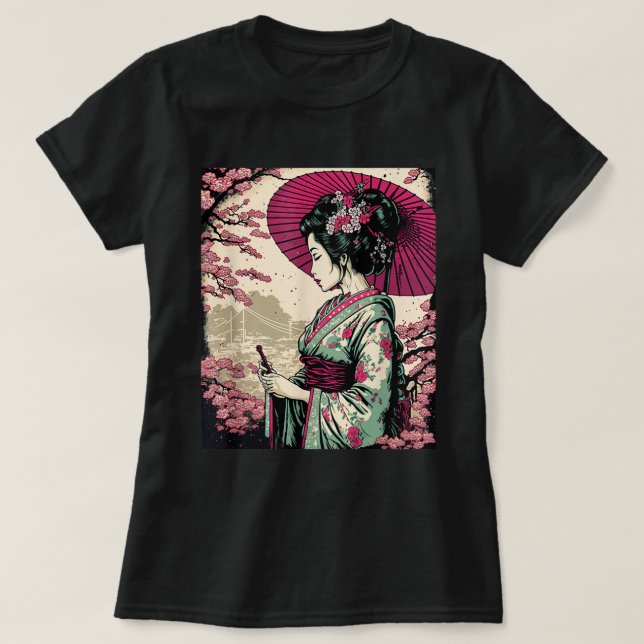 Camiseta Retrato clásico japonés Geisha (Diseño del anverso)