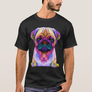 Camiseta Retrato colorido de arte pop de pug Carlino por am
