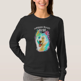 Camiseta Retrato colorido de Husky Perro Siberiano de mamá