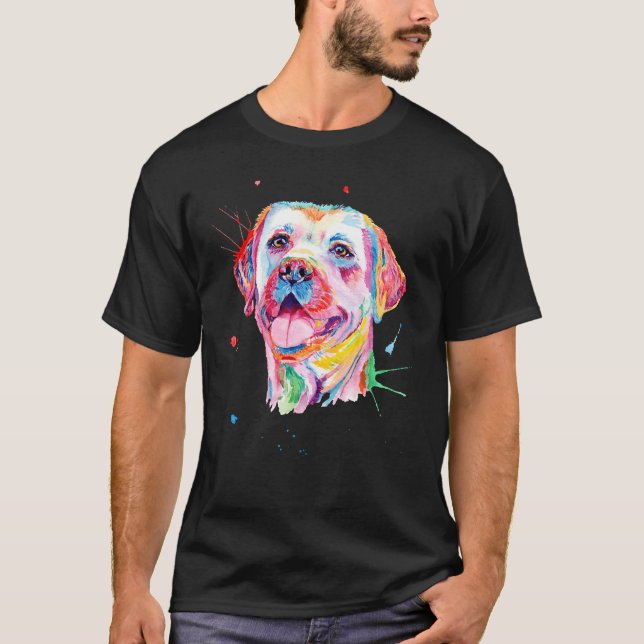 Camiseta Retrato colorido de Labrador amarillo recuperador (Anverso)