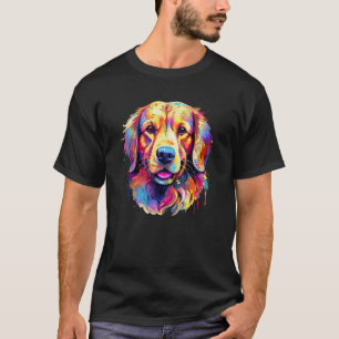 Camiseta Retrato colorido de Retriever Dorado Pop para muje