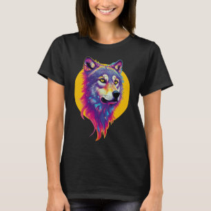 Camiseta Retrato colorido de Wolf