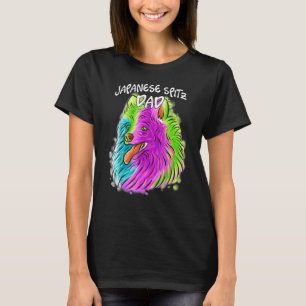 Camiseta Retrato colorido japonés perro de Spitz papá padre