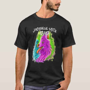 Camiseta Retrato colorido japonés perro de Spitz papá padre
