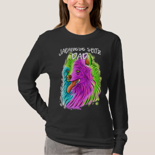 Camiseta Retrato colorido japonés perro de Spitz papá padre