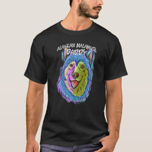 Camiseta Retrato colorido Perro Malamute Papá Papa Fa