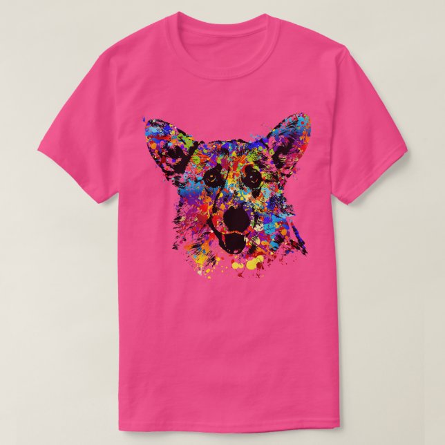 Camiseta Retrato corgi colorido (Diseño del anverso)