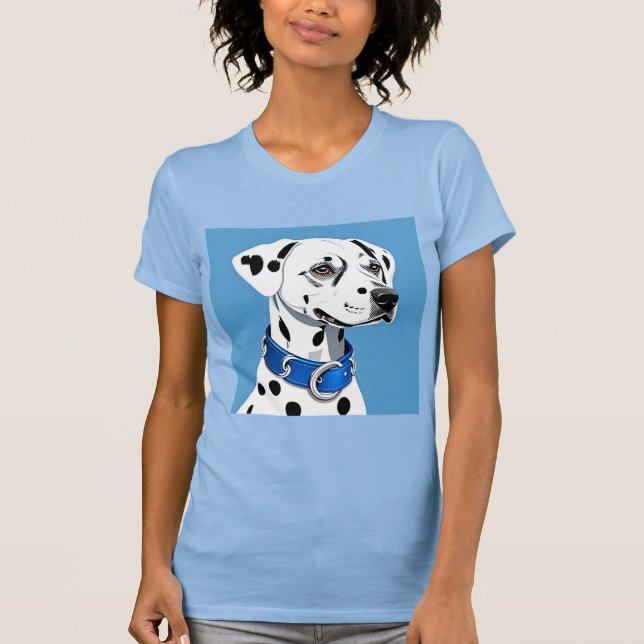 Camiseta Retrato Dalmático De Perro Con Collar Azul (Anverso)