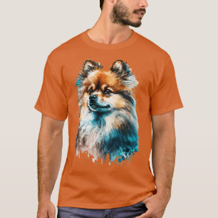 Camiseta Retrato de acuarela de perro de Pomerania