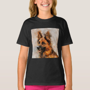 Camiseta Retrato de acuarela de perro pastor alemán 04