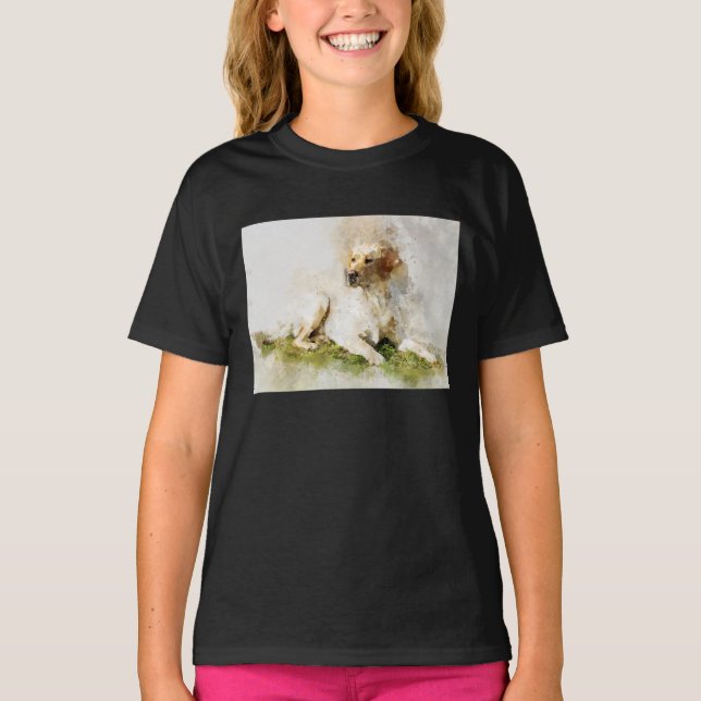 Camiseta Retrato de acuarela de perro recuperador de labrad (Anverso)