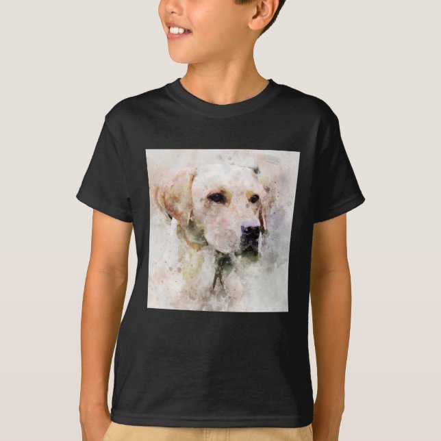 Camiseta Retrato de acuarela de perro recuperador de labrad (Anverso)