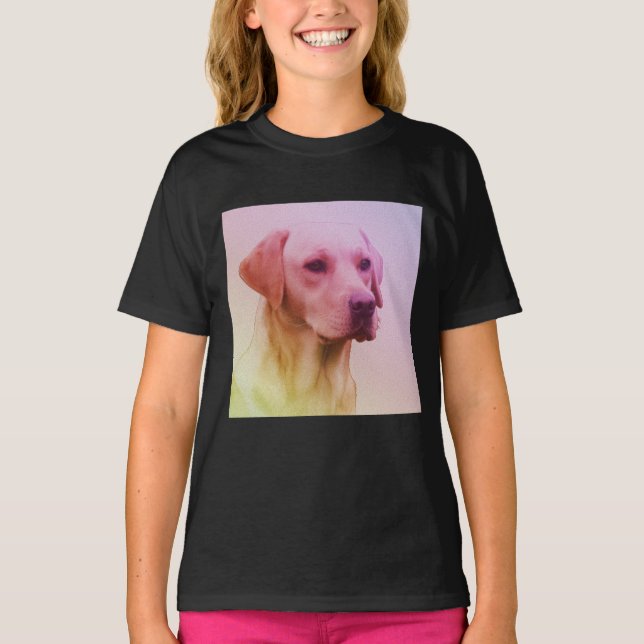 Camiseta Retrato de acuarela de perro recuperador de labrad (Anverso)