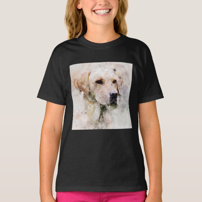 Camiseta Retrato de acuarela de perro recuperador de labrad (Anverso)