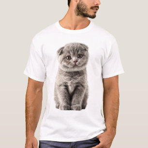 Camiseta Retrato de adorable gatito gris Scottish Fold para