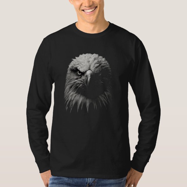 Camiseta Retrato de águila en blanco y negro (Anverso)