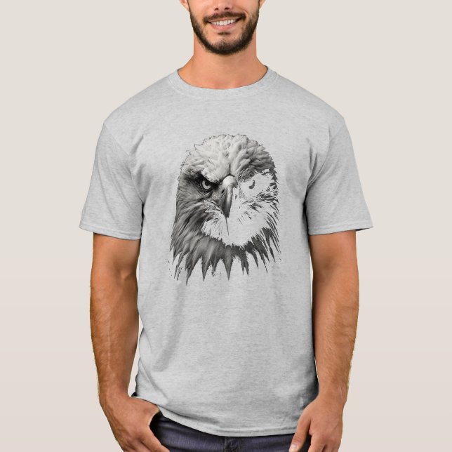 Camiseta Retrato de águila en blanco y negro (Anverso)