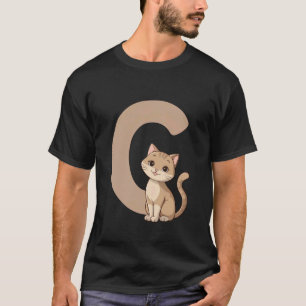 Camiseta Retrato de animal alfabeto gato letra C