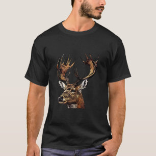 Camiseta Retrato de animales de la selva de ciervos Motif H