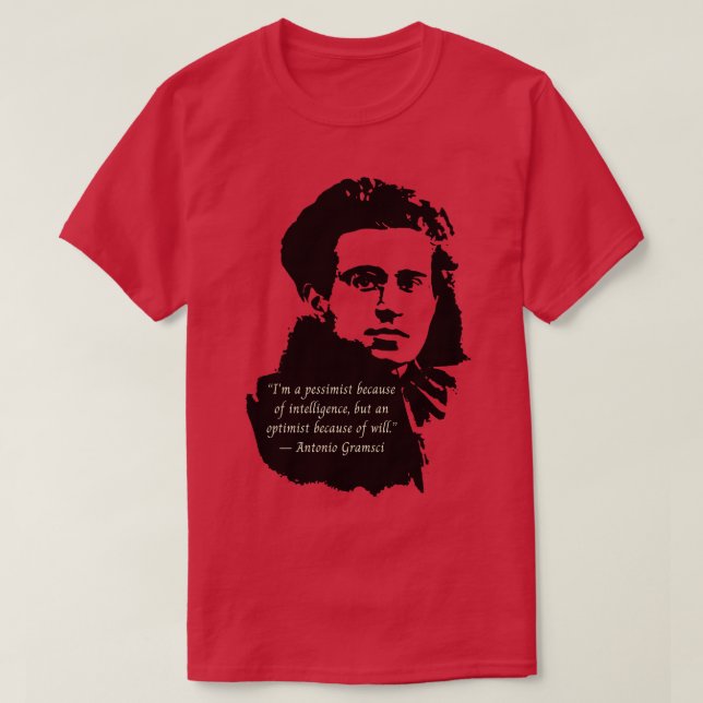 Camiseta Retrato de Antonio Gramsci y citarlo como pesimist (Diseño del anverso)