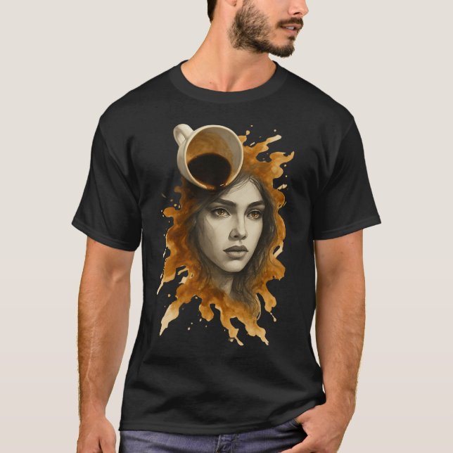 Camiseta Retrato de Arte de Café (Anverso)