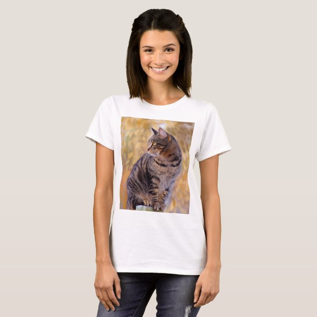 Camiseta Retrato de arte de gato (Anverso completo)