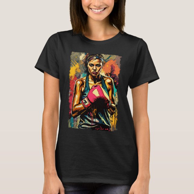 Camiseta Retrato de arte marcial de boxeadora moderna (Anverso)