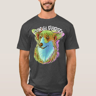 Camiseta Retrato de arte pop colorido Corgi Dog Dad Fath