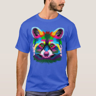 Camiseta Retrato De Arte Pop De Raccoon Colorido Icónico Y 