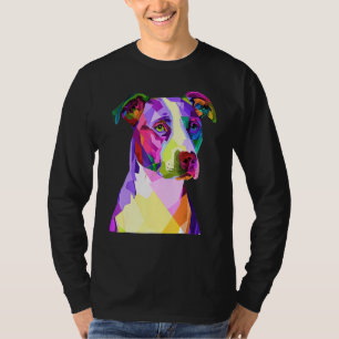 Camiseta Retrato de arte pop estadounidense Pitbull Terrier