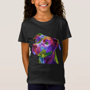 Camiseta Retrato de arte pop norteamericano Pitbull Terrier