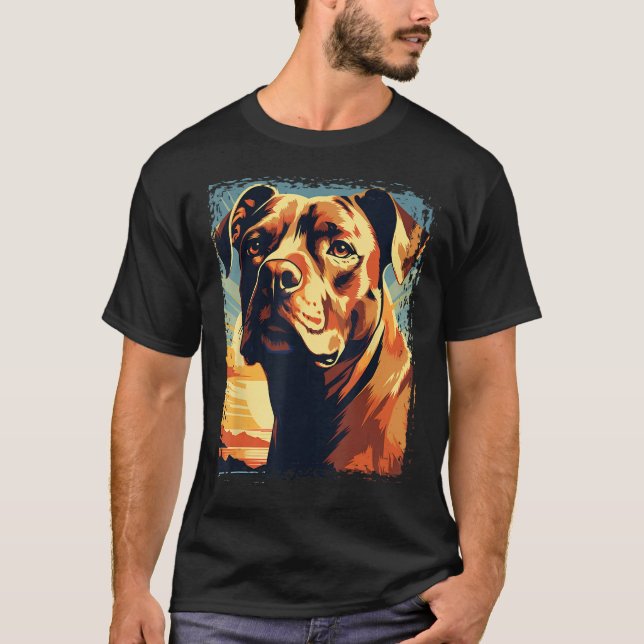 Camiseta Retrato de arte pop norteamericano Pitbull Terrier (Anverso)
