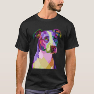 Camiseta Retrato de arte pop norteamericano Pitbull Terrier