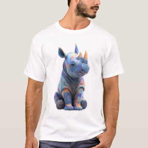 Camiseta Retrato de bebé de rinoceronte iridiscente vibrant